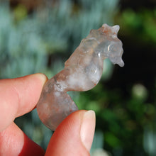 Load image into Gallery viewer, Sakura Flower Agate Carved Crystal Seahorse
