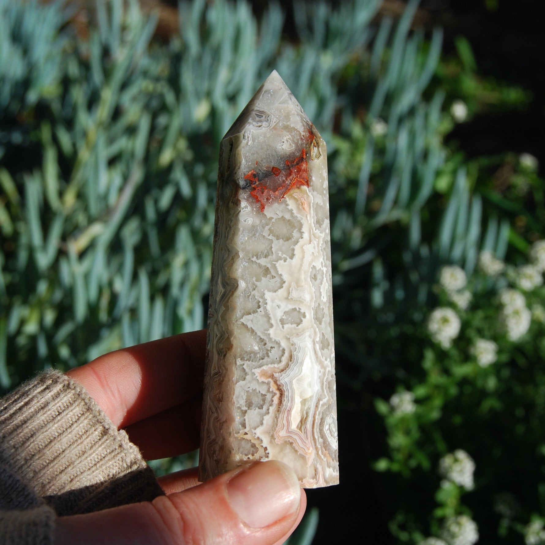 Crazy Lace Agate Crystal Tower