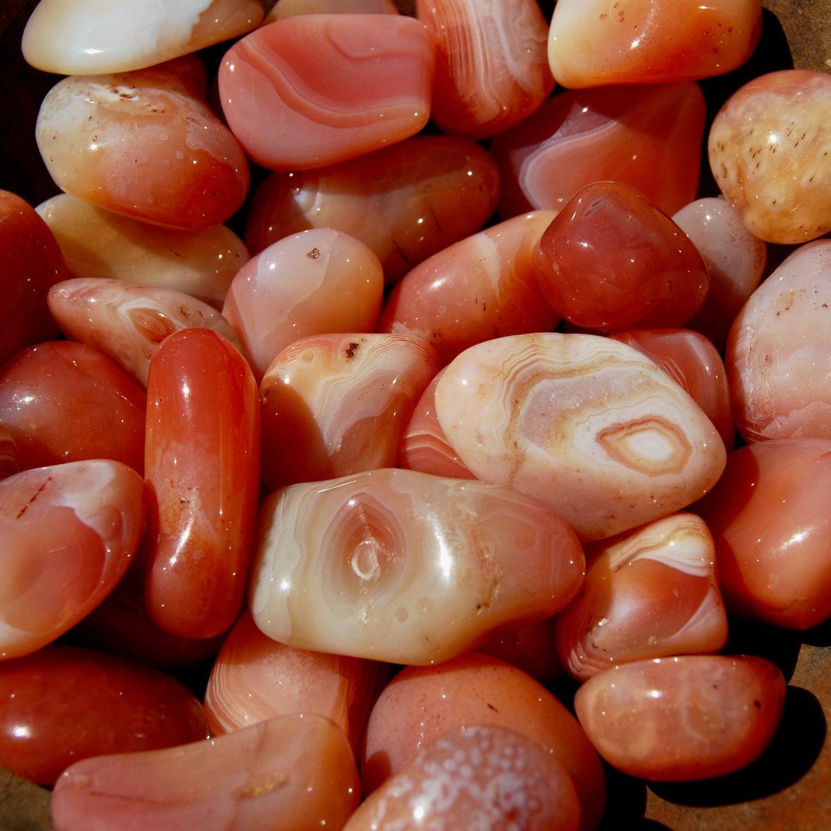 Banded Carnelian Tumbled Stones, Botswana