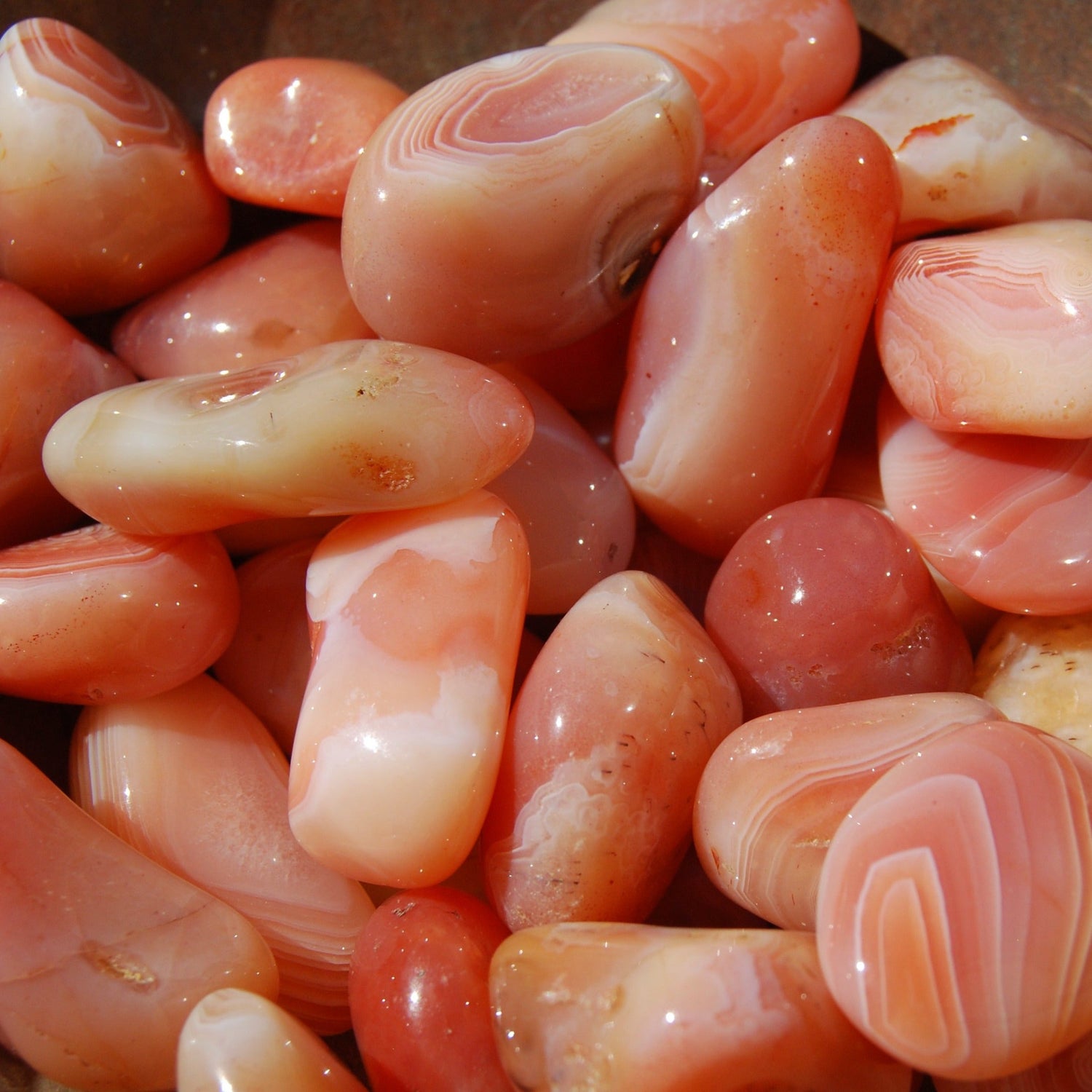 Banded Carnelian Agate Tumbled Stones from BrazilBanded Carnelian Tumbled Stones, Botswana