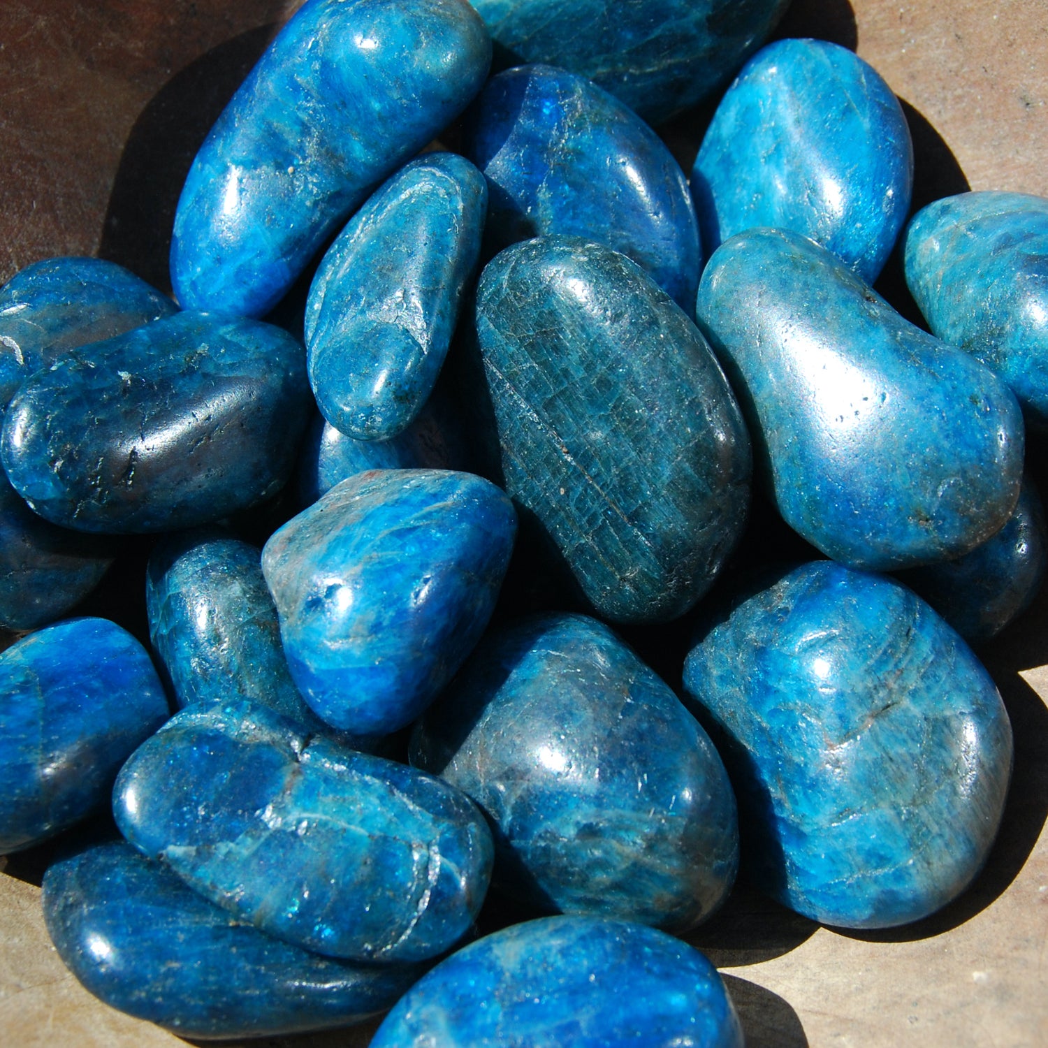 Blue Apatite Crystal Tumbled Stones Flashy