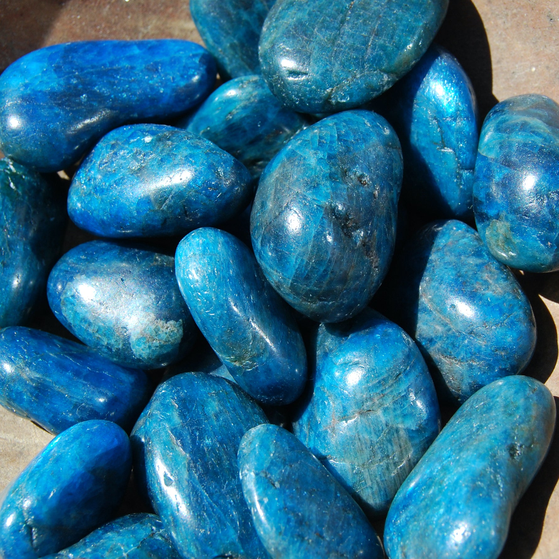 Blue Apatite Crystal Tumbled Stones Flashy