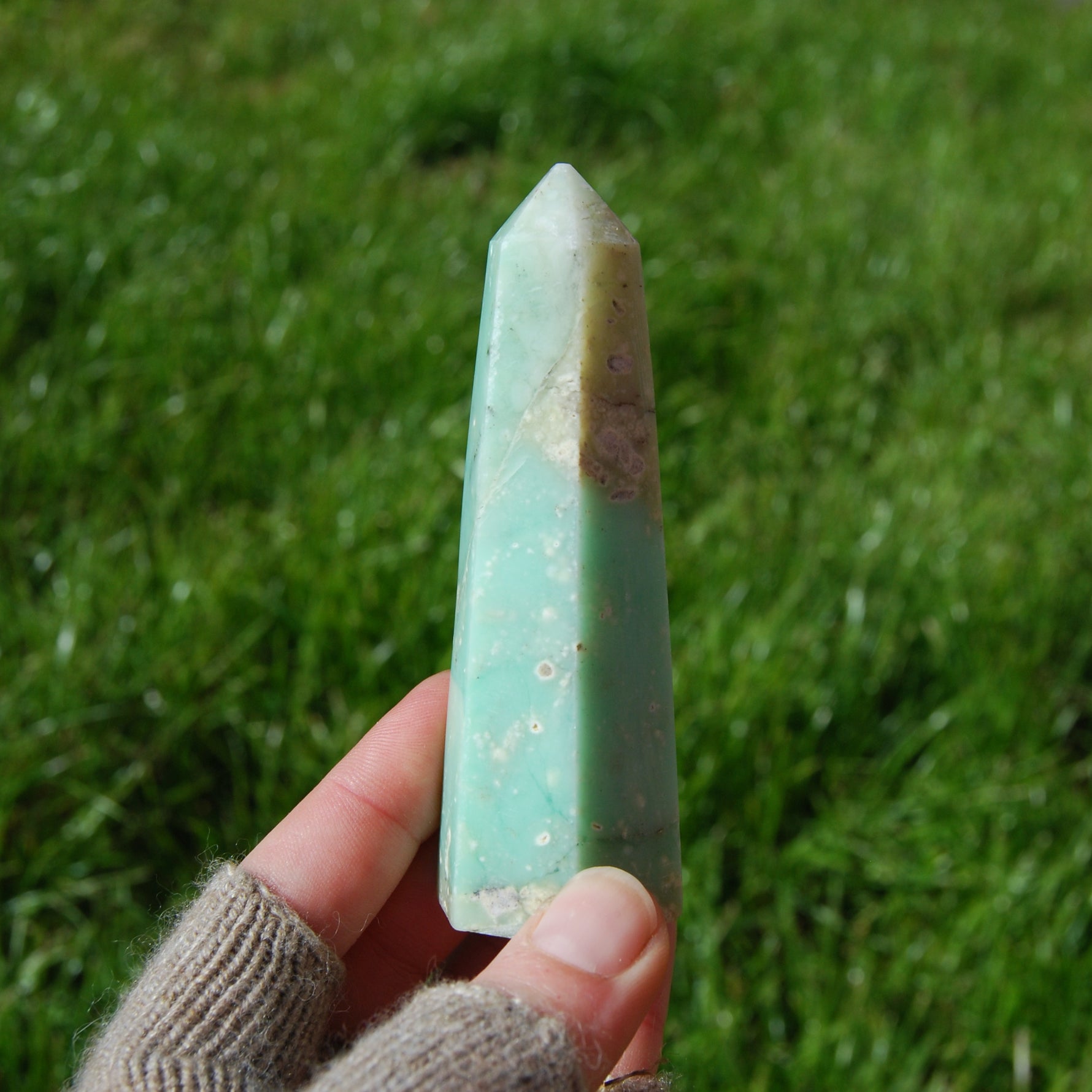 Green Chrysoprase Crystal Tower