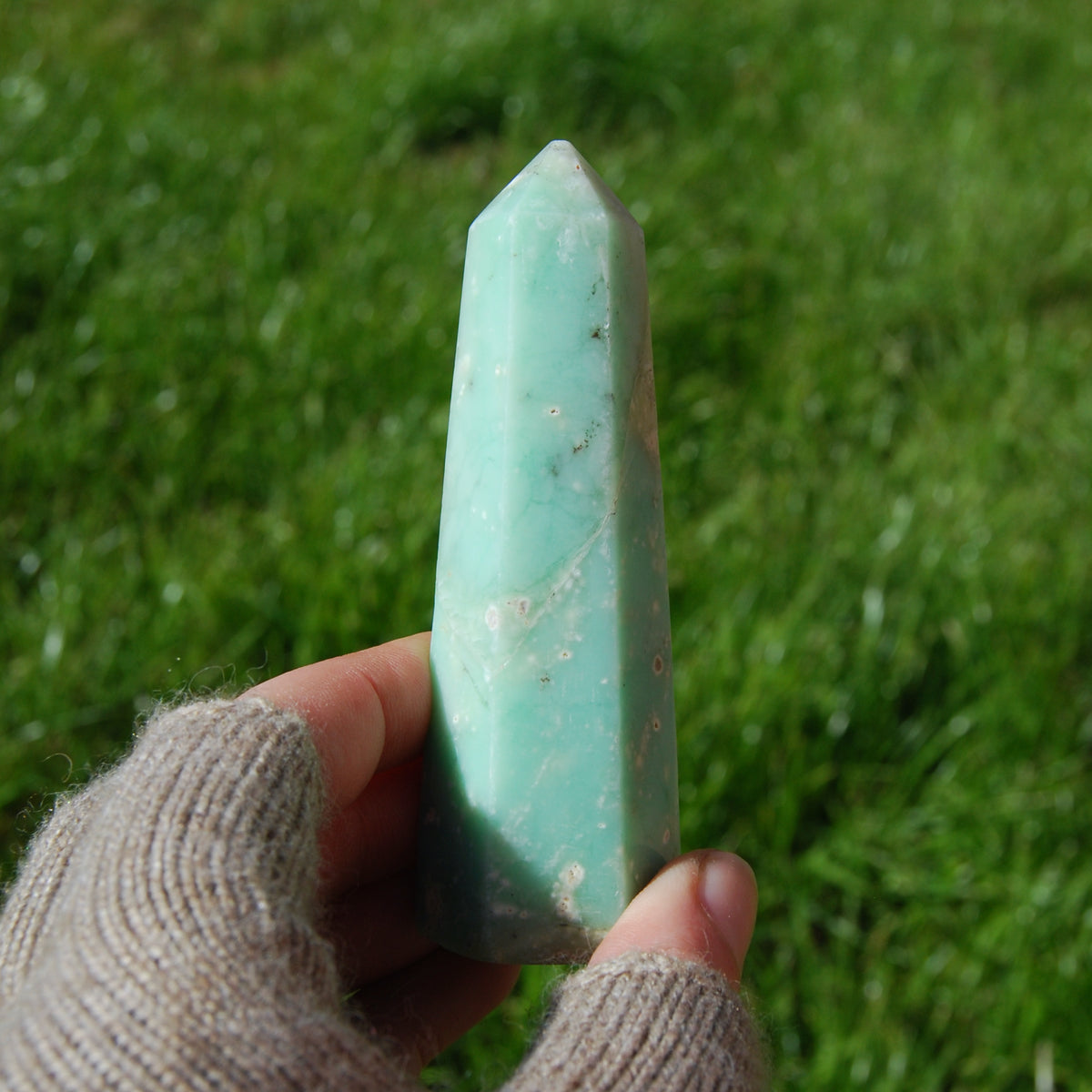 Green Chrysoprase Crystal Tower