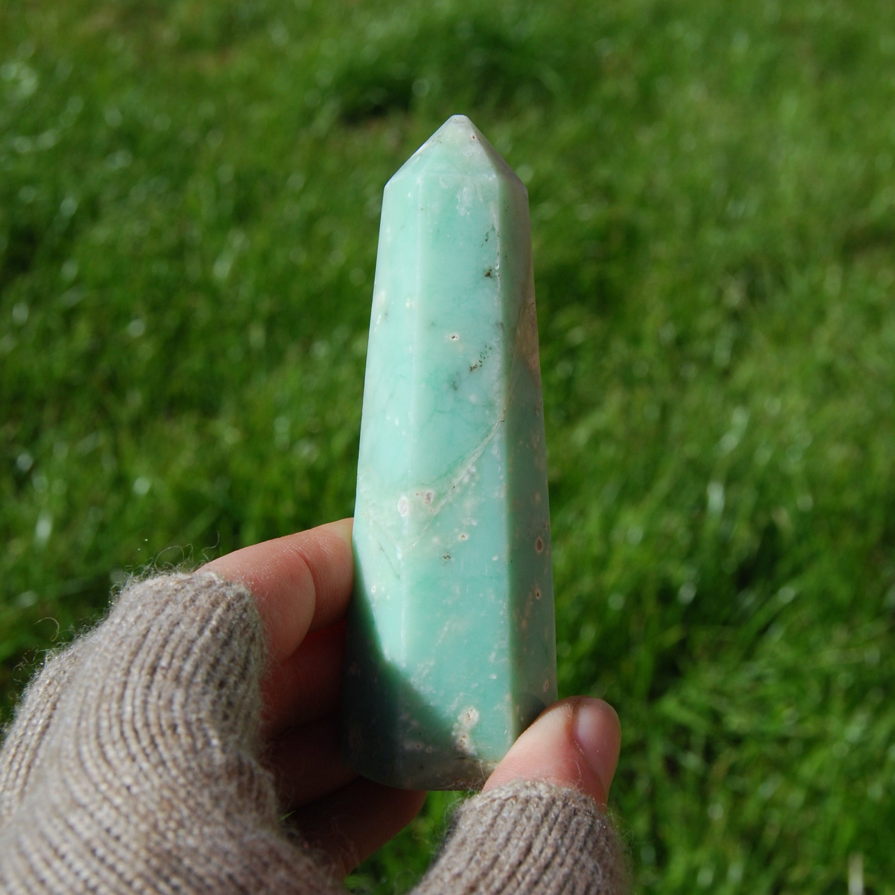 Green Chrysoprase Crystal Tower