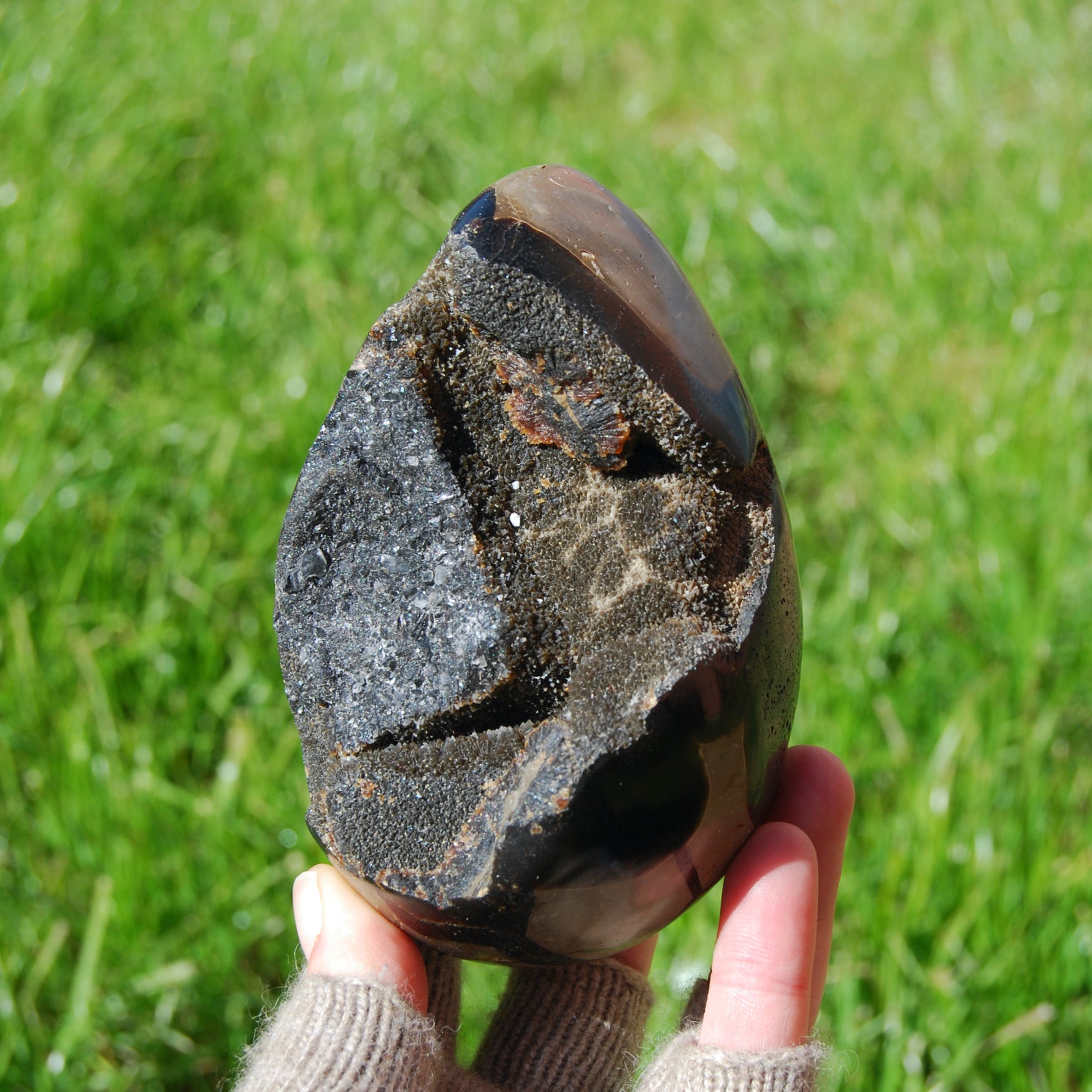 Septarian Dragon Egg Geode Crystal Egg