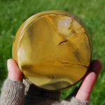 Mookaite Jasper Carved Crystal Bowl Yellow Cream Brown