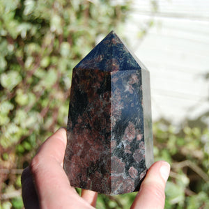 Garnet and Astrophyllite Crystal Tower
