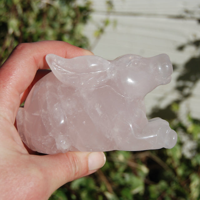 Large Rose Quartz Jack Rabbit Carved Crystal Totem
