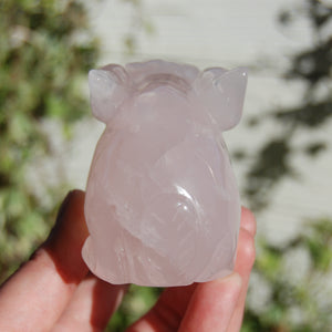 Large Rose Quartz Jack Rabbit Carved Crystal Totem