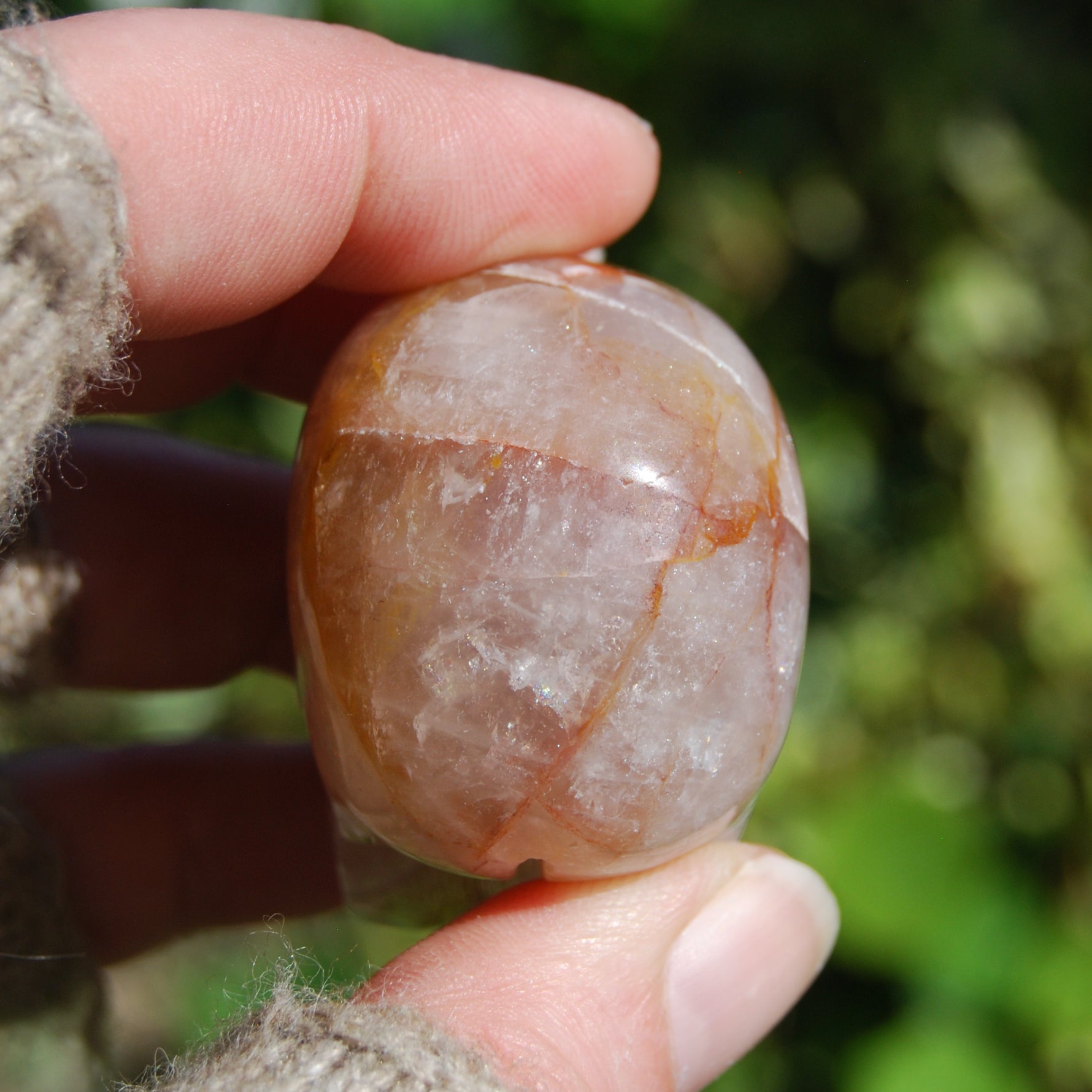 Fire Quartz Hematoid Crystal Skull Realistic Gemstone Carving