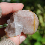 Fire Quartz Hematoid Crystal Skull Realistic Gemstone Carving