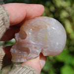 Fire Quartz Hematoid Crystal Skull Realistic Gemstone Carving