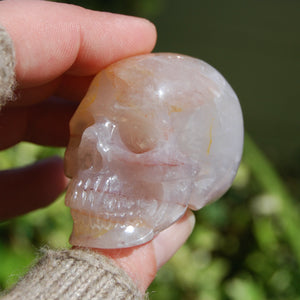  Fire Quartz Hematoid Crystal Skull Realistic Gemstone Carving