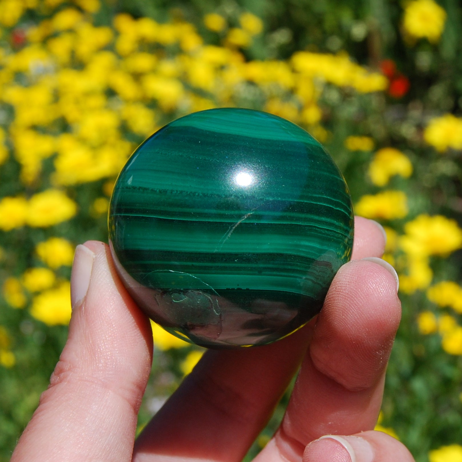 Natural Malachite Crystal Sphere