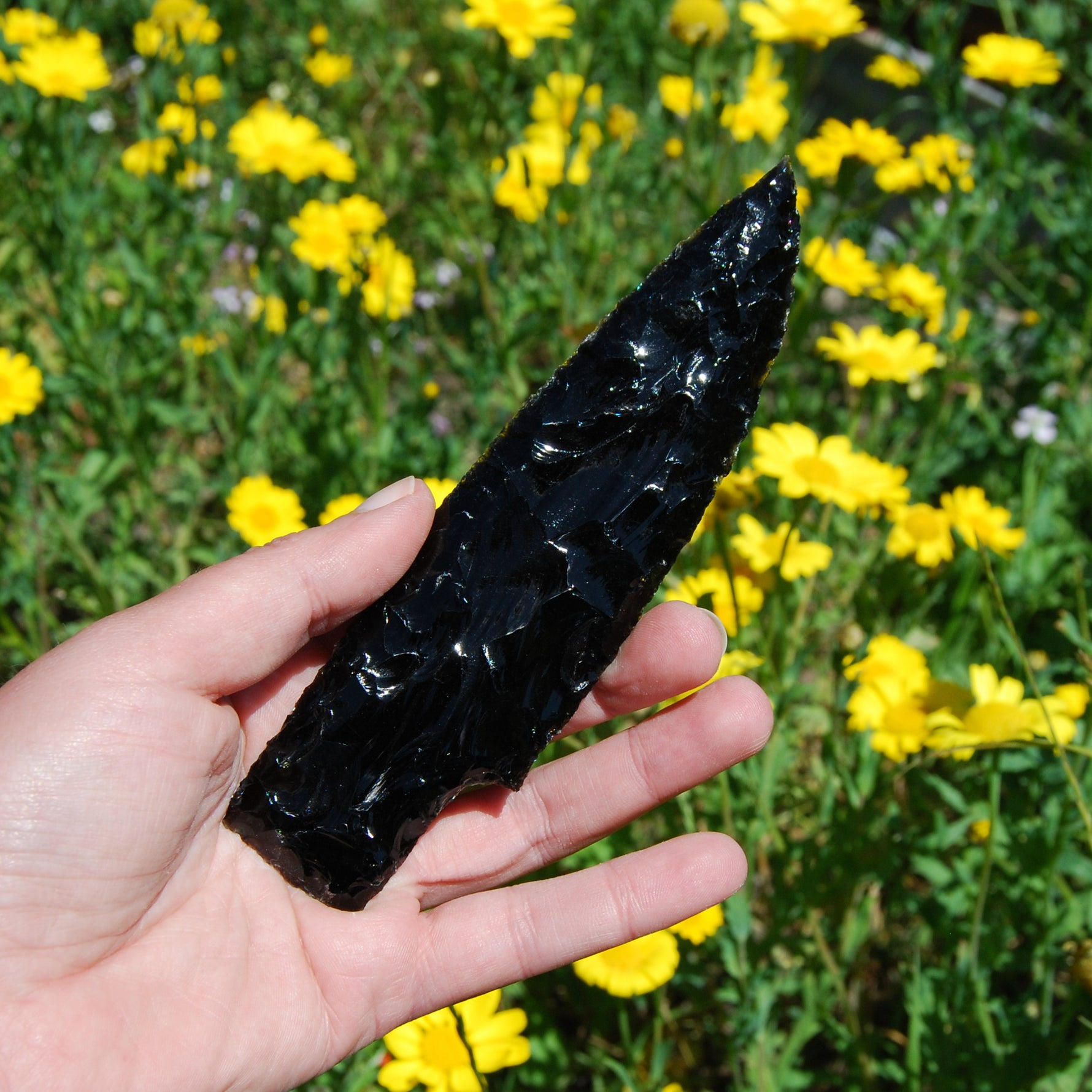 Knapped Black Obsidian Crystal Knife Blades