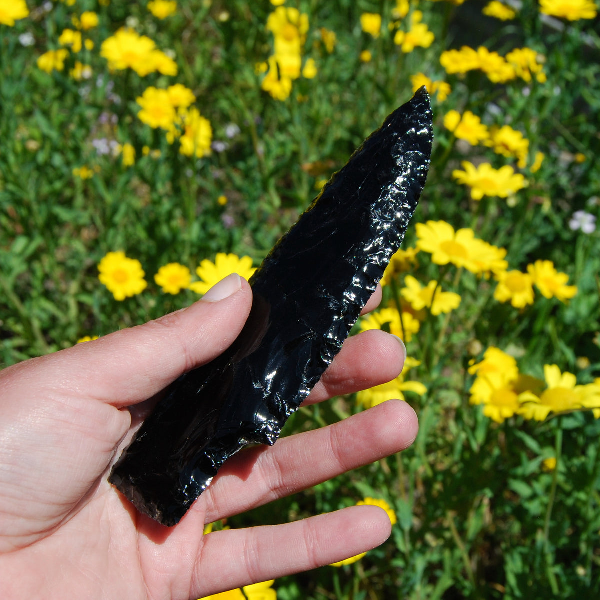 Knapped Black Obsidian Crystal Knife Blades