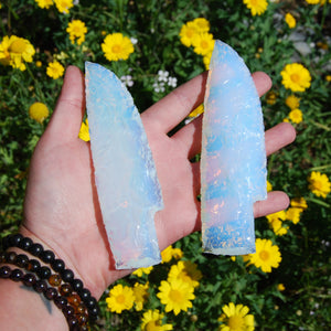 Knapped Opalite Crystal Knife Blades