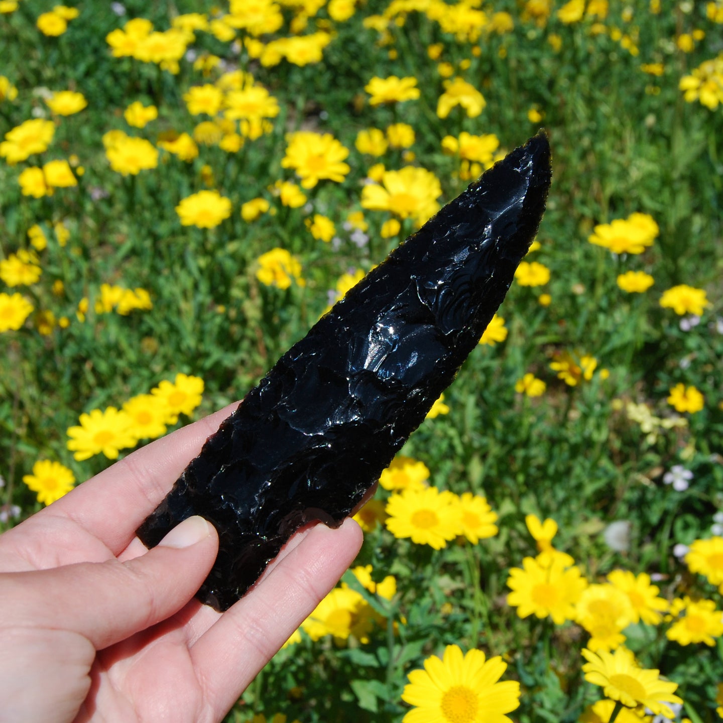 Knapped Black Obsidian Crystal Knife Blades