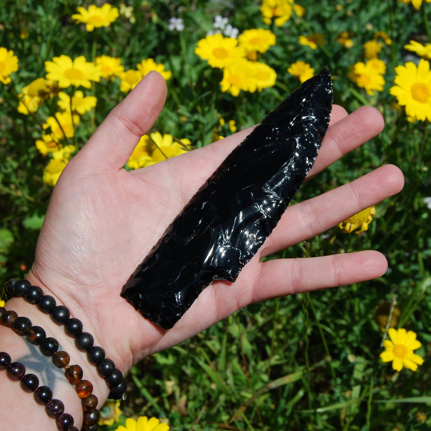 Knapped Black Obsidian Crystal Knife Blades