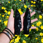 Knapped Black Obsidian Crystal Knife Blades