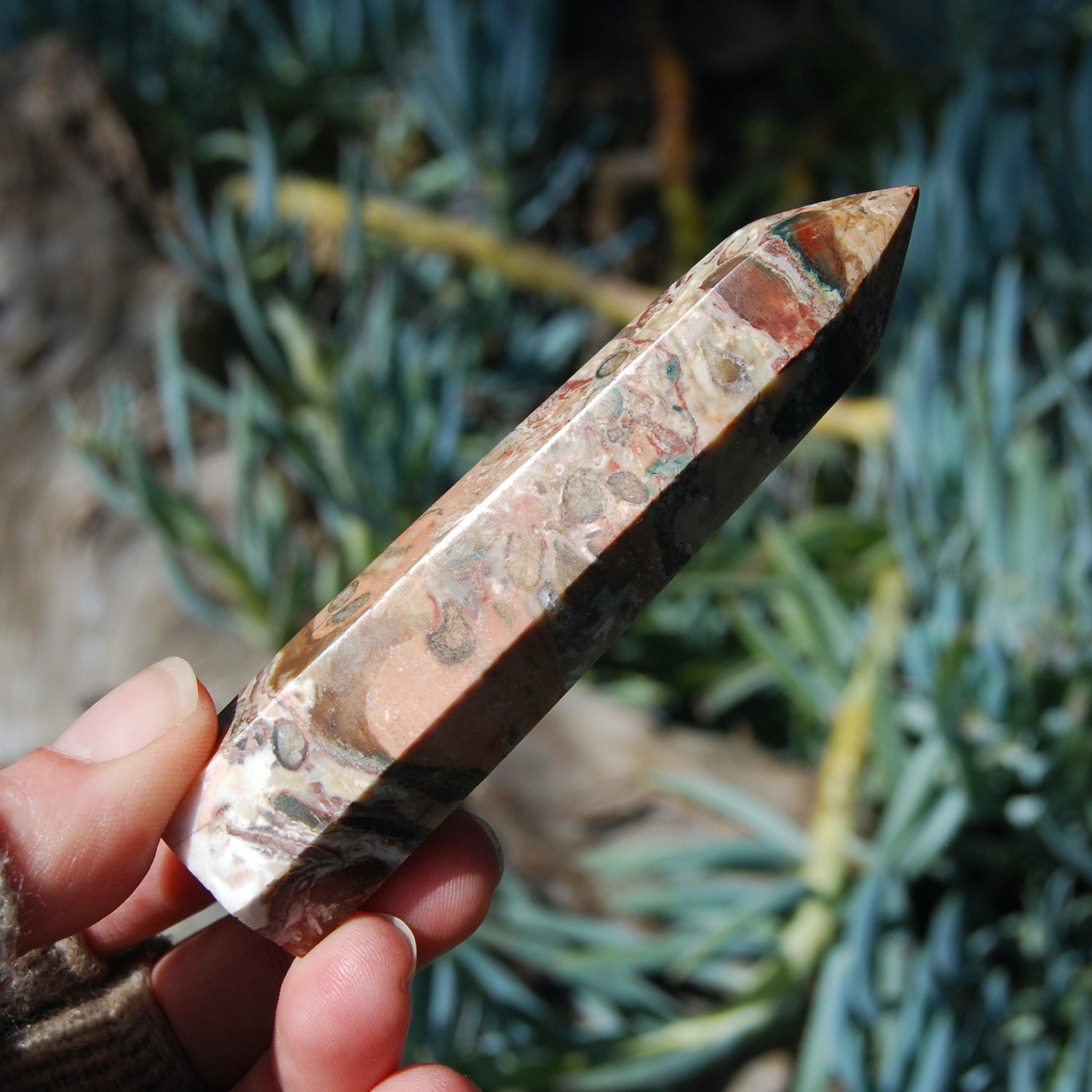 Pink Leopard Skin Jasper Crystal Tower