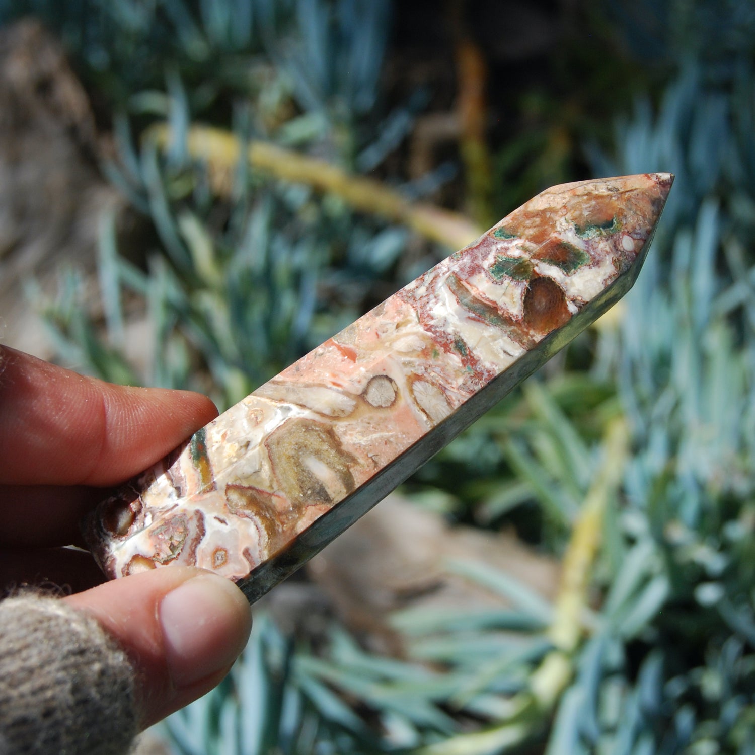 Pink Leopard Skin Jasper Crystal Tower
