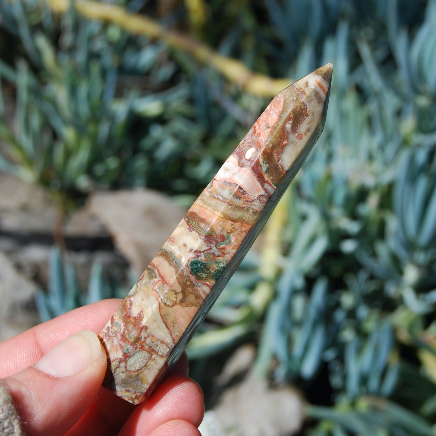 Pink Leopard Skin Jasper Crystal Tower