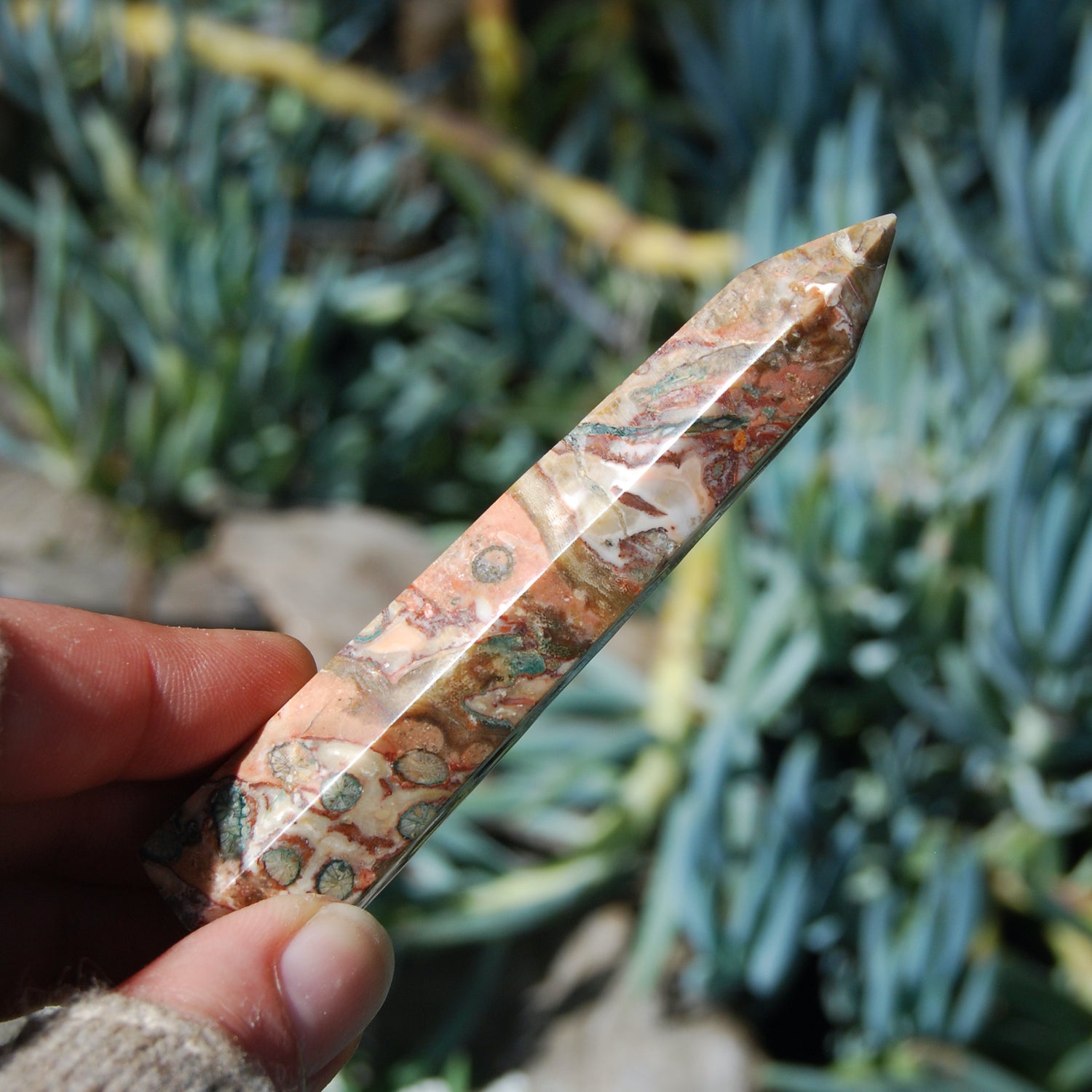 Pink Leopard Skin Jasper Crystal Tower