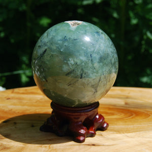Prehnite Epidote Crystal Sphere Large