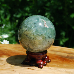 Prehnite Epidote Crystal Sphere Large