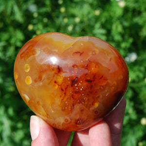 Carnelian Heart Shaped Crystal Palm Stone 