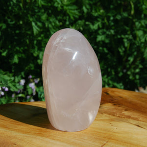Large 1lb Gemmy Cat's Eye Rose Quartz Crystal Freeform Tower, Chatoyant Cat's Eye, Madagascar