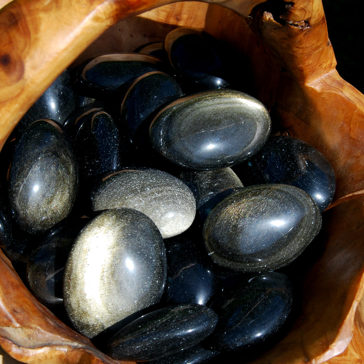 Gold Sheen Obsidian Crystal Palm Stone 