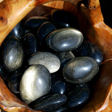 Load image into Gallery viewer, Gold Sheen Obsidian Crystal Palm Stone 
