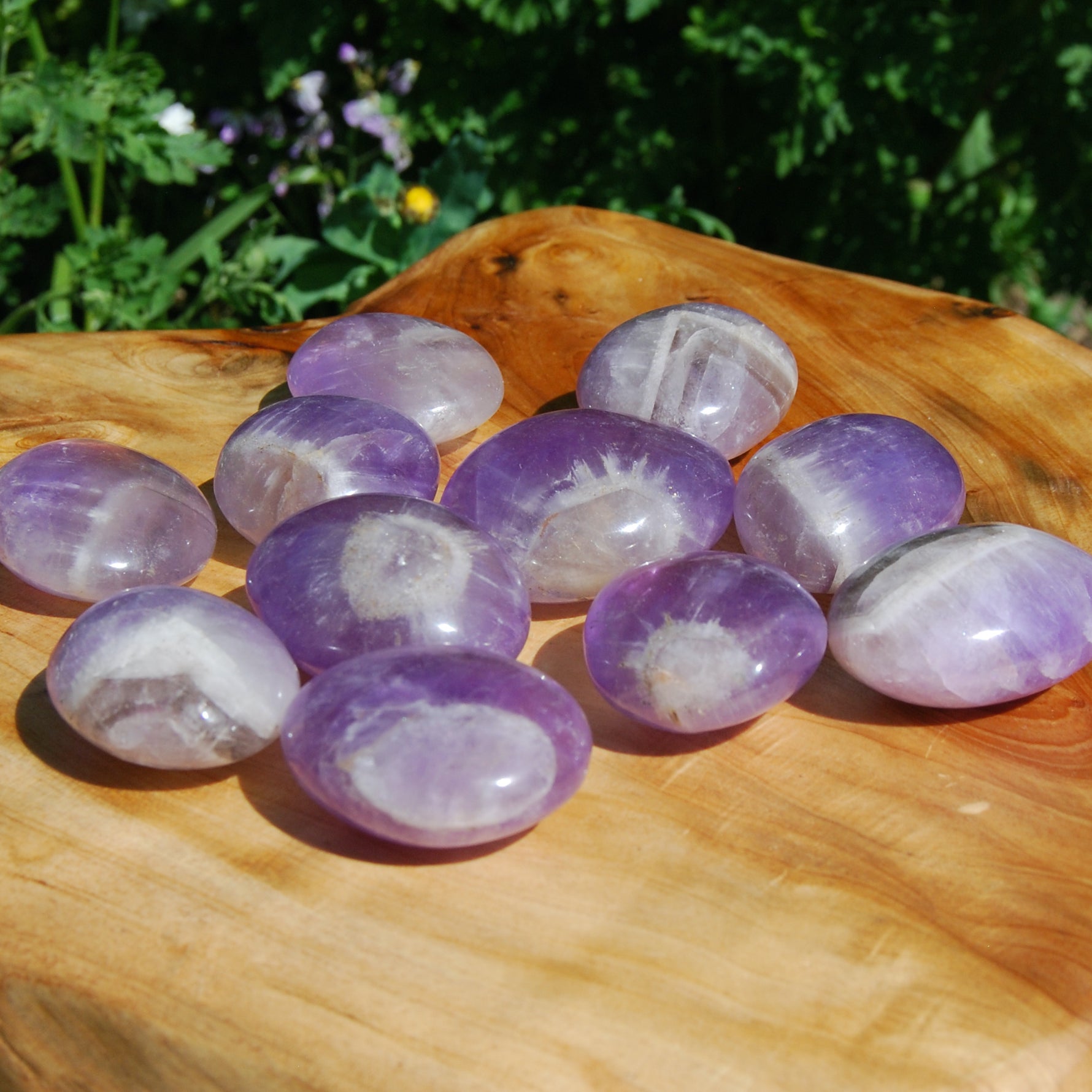 Chevron Dream Amethyst "Eye" Crystal Palm Stone Seer Stone
