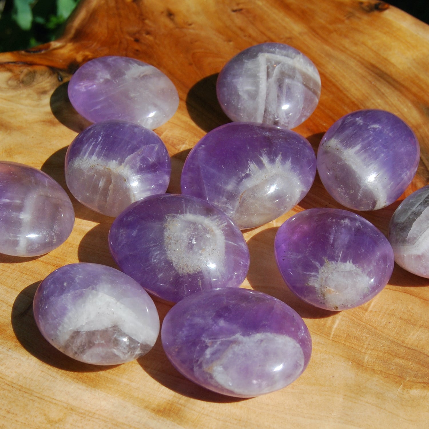 Chevron Dream Amethyst "Eye" Crystal Palm Stone Seer Stone