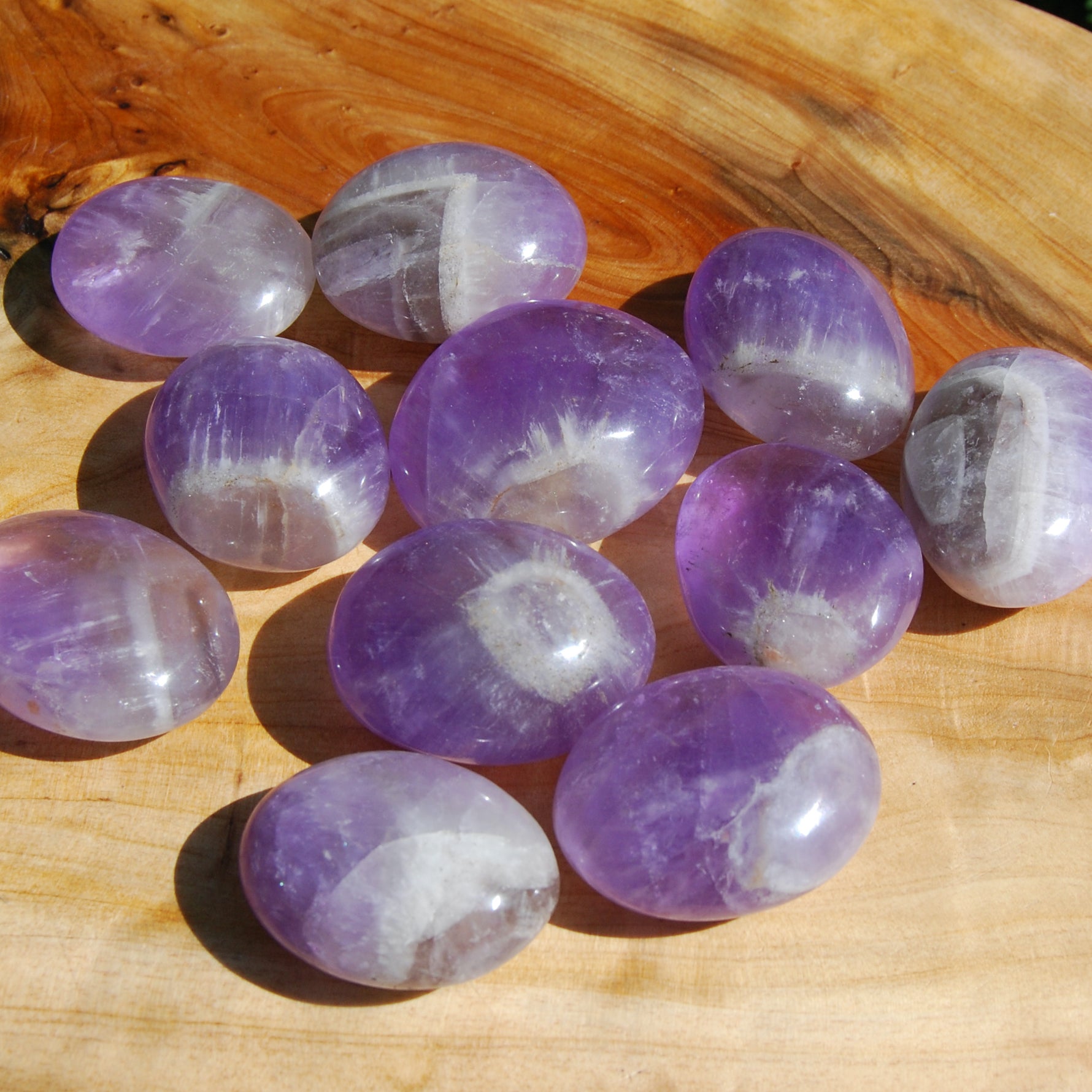 Chevron Dream Amethyst "Eye" Crystal Palm Stone Seer Stone