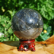Load image into Gallery viewer, Large Labradorite Crystal Sphere Chatoyant Spectrolite
