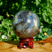 Load image into Gallery viewer, Large Labradorite Crystal Sphere Chatoyant Spectrolite
