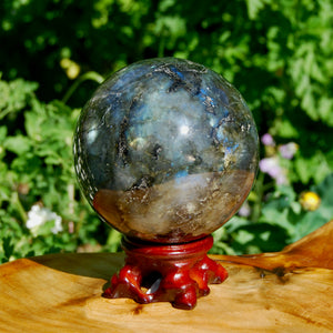 Large Labradorite Crystal Sphere Chatoyant Spectrolite