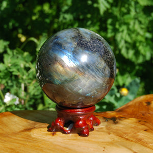 Large Labradorite Crystal Sphere Chatoyant Spectrolite