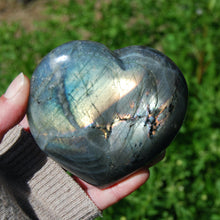 Load image into Gallery viewer, XL Labradorite Crystal Heart Shaped Palm Stone Pink Purple
