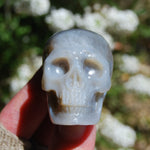 Grey Agate Carved Crystal Skull Realistic Gemstone Carving