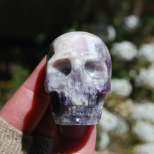 Load image into Gallery viewer, Chevron Dream Amethyst Carved Crystal Skull Realistic
