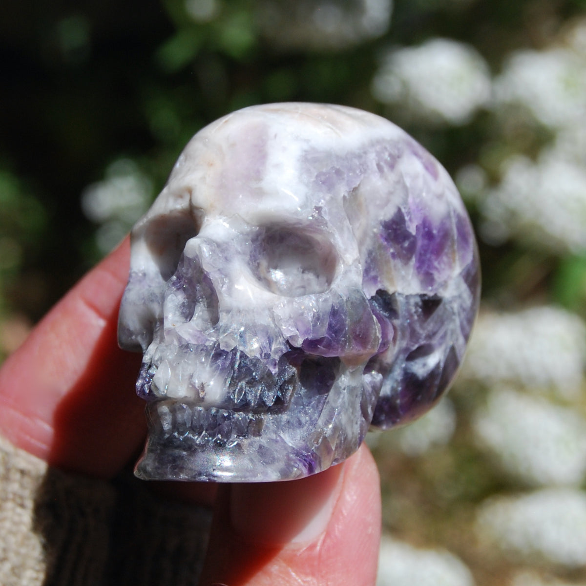 Chevron Dream Amethyst Carved Crystal Skull Realistic