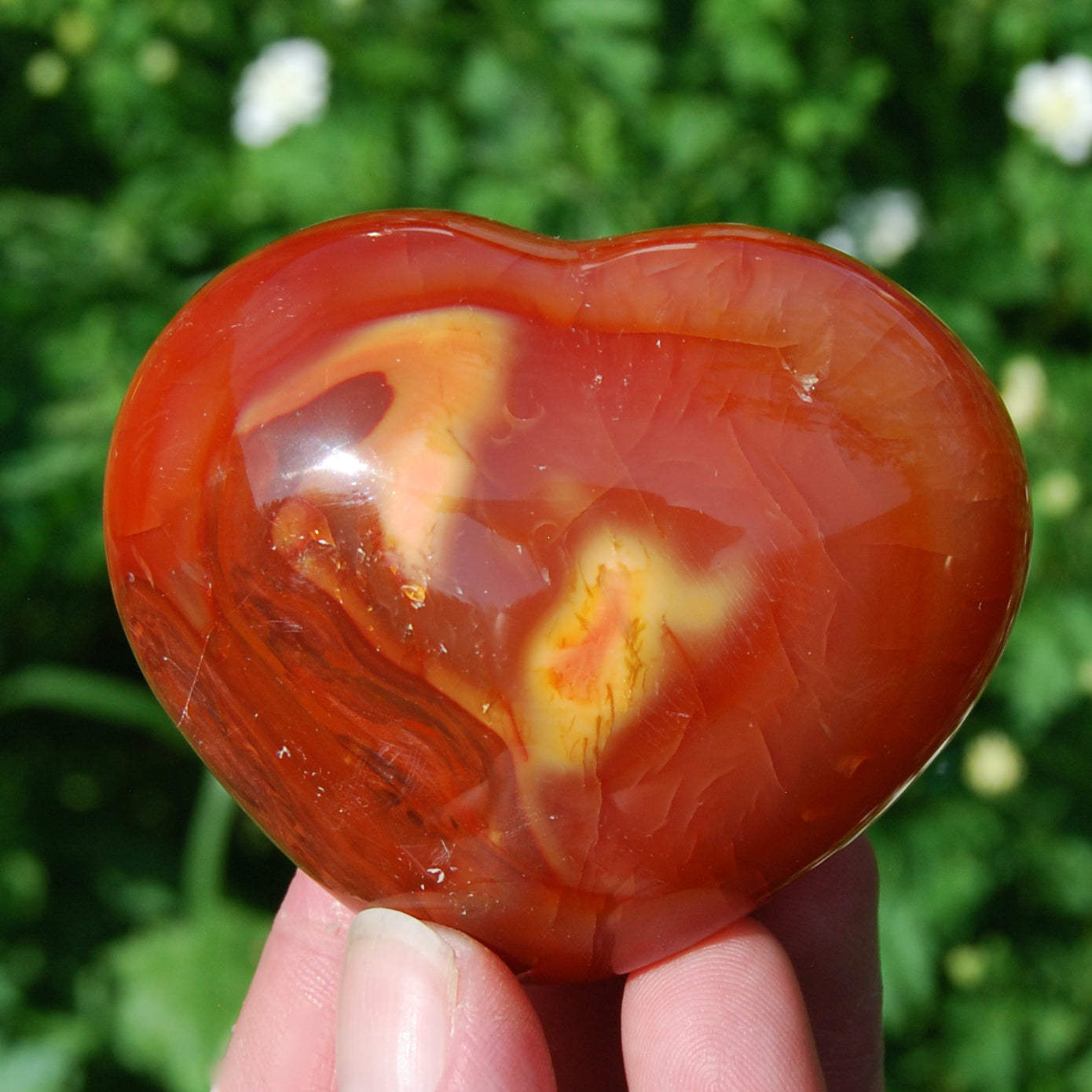 Carnelian palm stone, Carnelian Heart Shaped Palm Stone, Carnelian Crystal