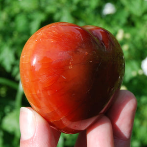 Carnelian palm stone, Carnelian Heart Shaped Palm Stone, Carnelian Crystal