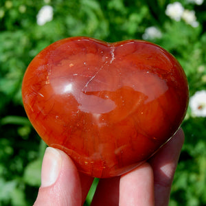 Carnelian palm stone, Carnelian Heart Shaped Palm Stone, Carnelian Crystal
