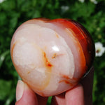 Carnelian palm stone, Carnelian Heart Shaped Palm Stone, Carnelian Crystal